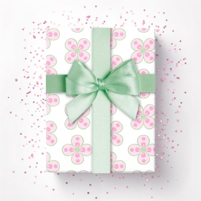 Clover Moroccan Quatrefoil in Pink and Green Geschenkpapier (Von Creator hochgeladen)