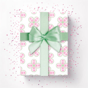 Clover Moroccan Quatrefoil in Rosa und Grün Geschenkpapier