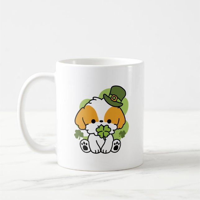 Clover Pup Liebe - St. Patrick's Day Dog Design Kaffeetasse (Links)