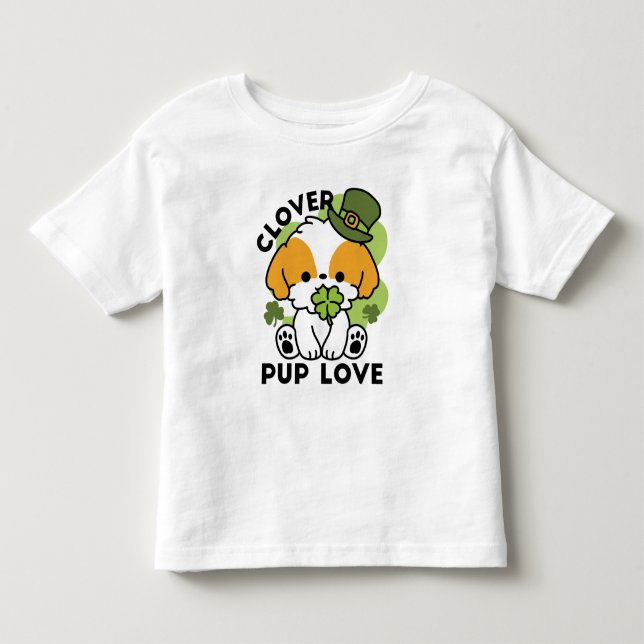 Clover Pup Liebe - St. Patrick's Day Dog Design Kleinkind T-shirt (Vorderseite)