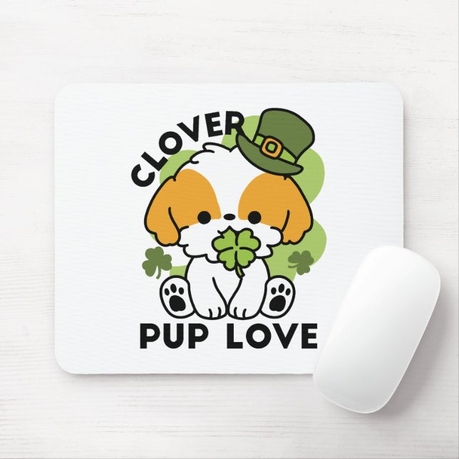 Clover Pup Liebe - St. Patrick's Day Dog Design Mousepad (Mit Mouse)