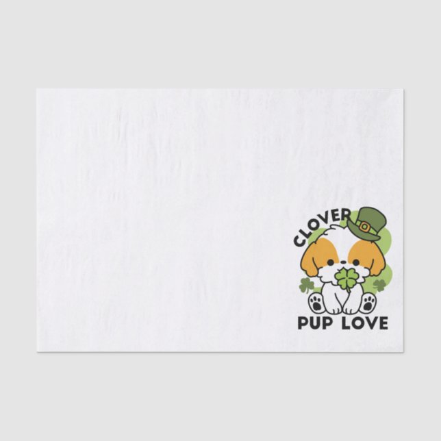 Clover Pup Liebe - St. Patrick's Day Dog Design Seidenpapier (Vorderseite)
