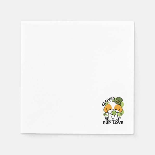 Clover Pup Liebe - St. Patrick's Day Dog Design Serviette (Vorderseite)