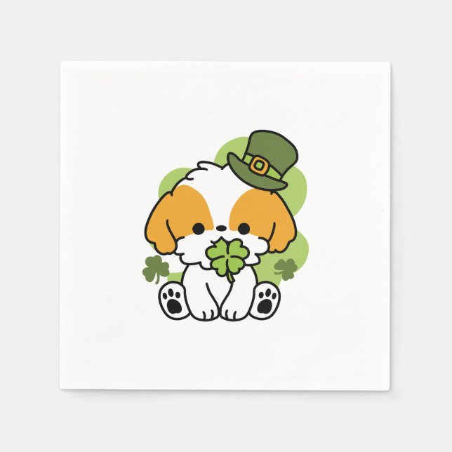 Clover Pup Liebe - St. Patrick's Day Dog Design Serviette (Vorderseite)