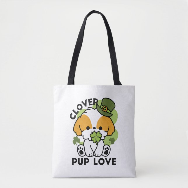 Clover Pup Liebe - St. Patrick's Day Dog Design Tasche (Vorderseite)