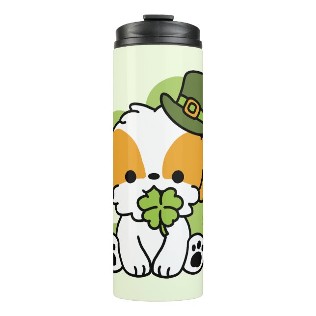 Clover Pup Liebe - St. Patrick's Day Dog Design Thermosbecher (Vorderseite)