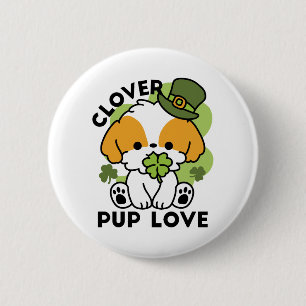 Clover Pup Love – St. Patrick's Day Hunde-Design Button