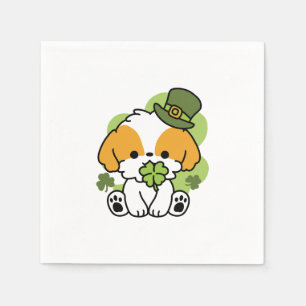 Clover Pup Love – St. Patrick's Day Hunde-Design Serviette