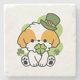 Clover Pup Love – St. Patrick's Day Hunde Design Steinuntersetzer