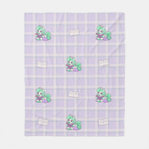Clover Reading Unicorn und Bücher Cozy Muster Fleecedecke