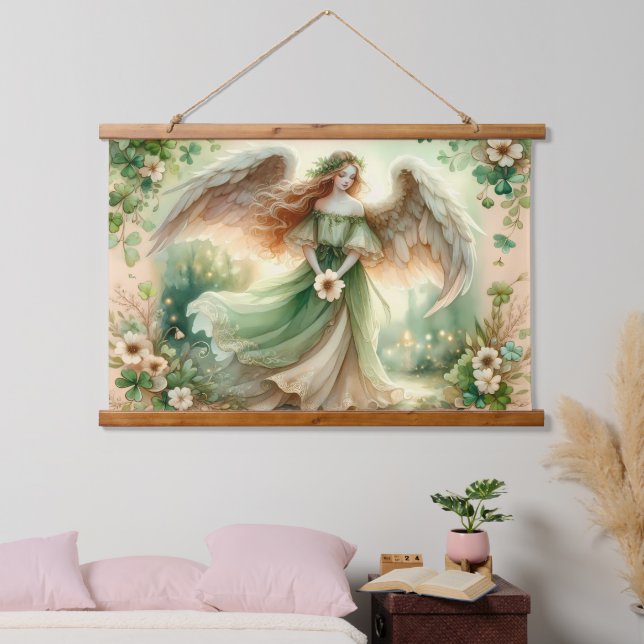 Clover Serenity Angel Wandteppich Mit Holzrahmen (Schlafzimmer)