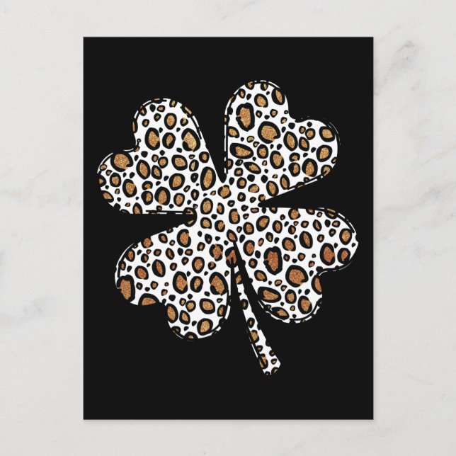 Clover Shamrock Leopard Spots St. Patrick's Day Postkarte (Vorderseite)