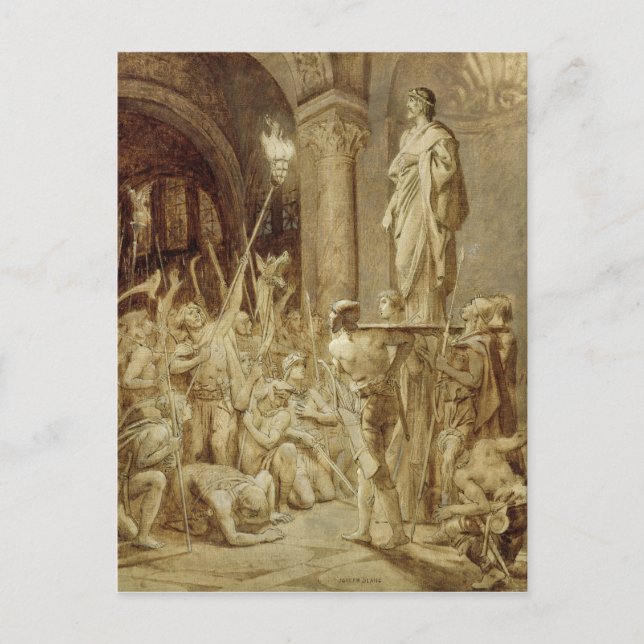 Clovis auf seinem Schild Postkarte (Vorderseite)