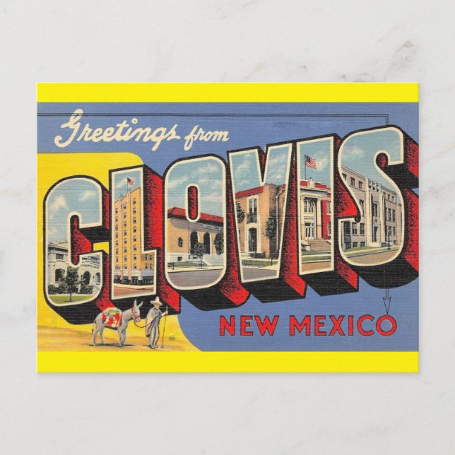 Clovis, New Mexico Vintag Art Travel Postcard Postkarte (Vorderseite)