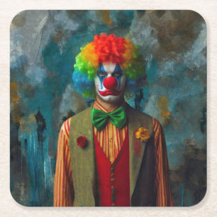 Clown 2 rechteckiger pappuntersetzer
