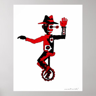 Clown auf einem abstrakten Grafikplakat Poster