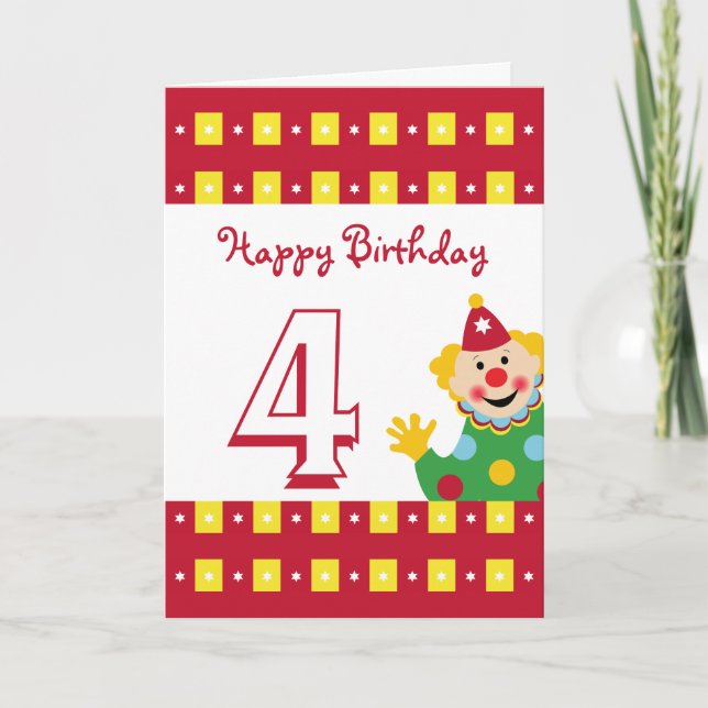 Clown avec étoiles Bonne carte d'anniversaire (Devant)