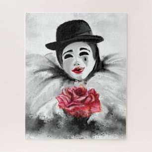 Clown avec Puzzle Rose - Peinture
