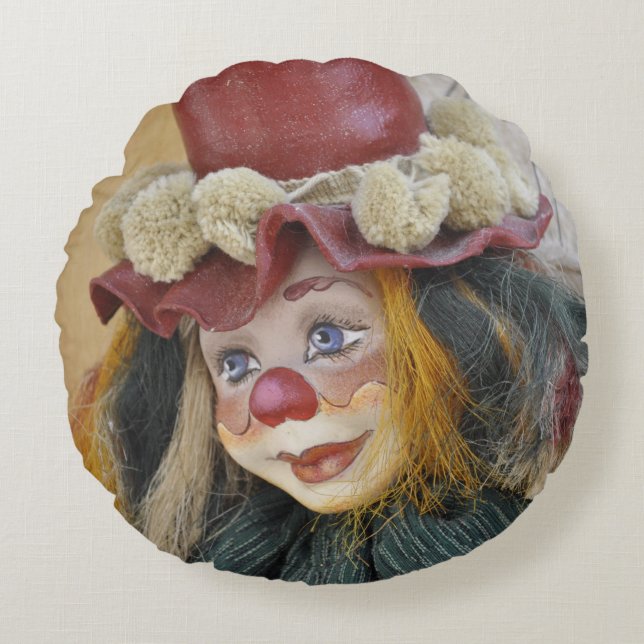 Clown - Baumwolle runder Wurfkissen (16") Rundes Kissen (Vorderseite)