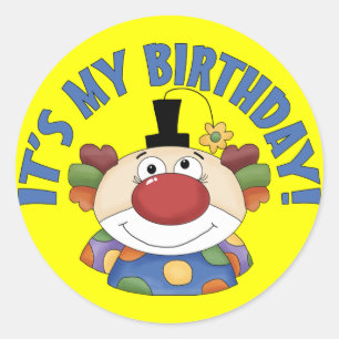 Clown Birthday Runder Aufkleber