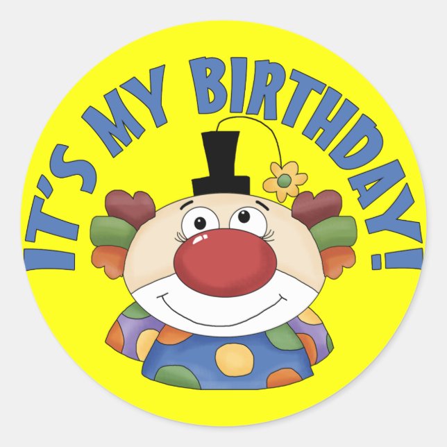 Clown Birthday Runder Aufkleber (Vorderseite)