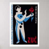 Clown Bleu Rose Rouge - Impression Boîte d'Allumet