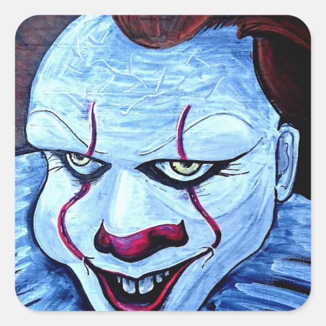 Clown: Böse Quadratischer Aufkleber (Vorderseite)