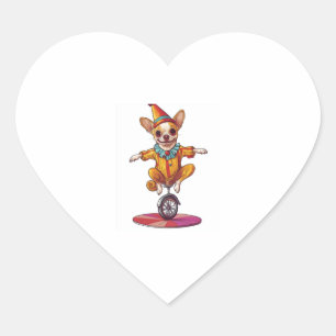 Clown Chihuahua - Funny Circus Dog Herz-Aufkleber