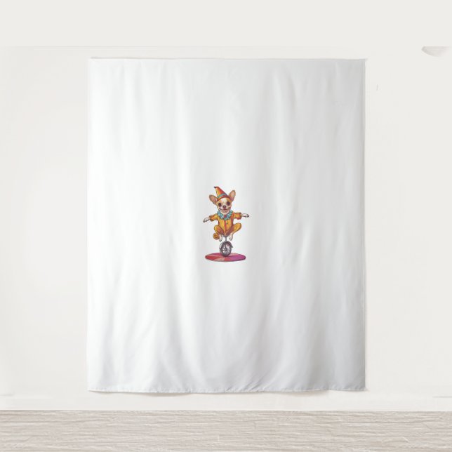 Clown Chihuahua - Funny Circus Dog Wandteppich (Vorderseite)