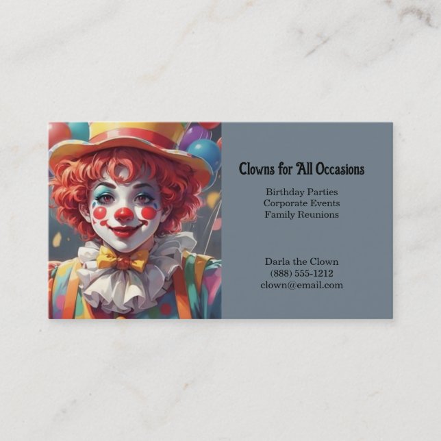 Clown-Clowns für Geburtstagspartys Visitenkarte (Vorderseite)