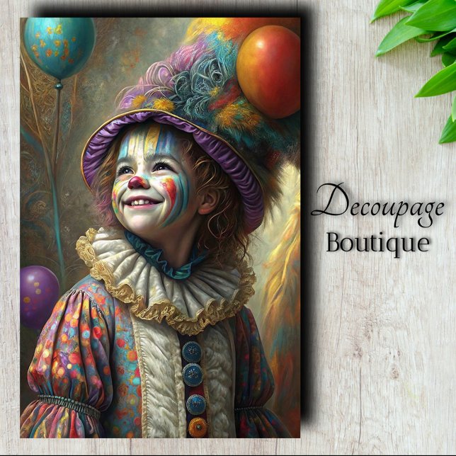 Clown-Decoupage des Kinderkreises Seidenpapier (Child Circus Clown Decoupage Tissue Paper)