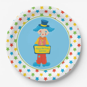 Clown des Zirkus-Thema-    personalisiert Pappteller