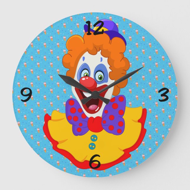 Clown-Face-Round-Wall-Uhr Große Wanduhr (Vorderseite)