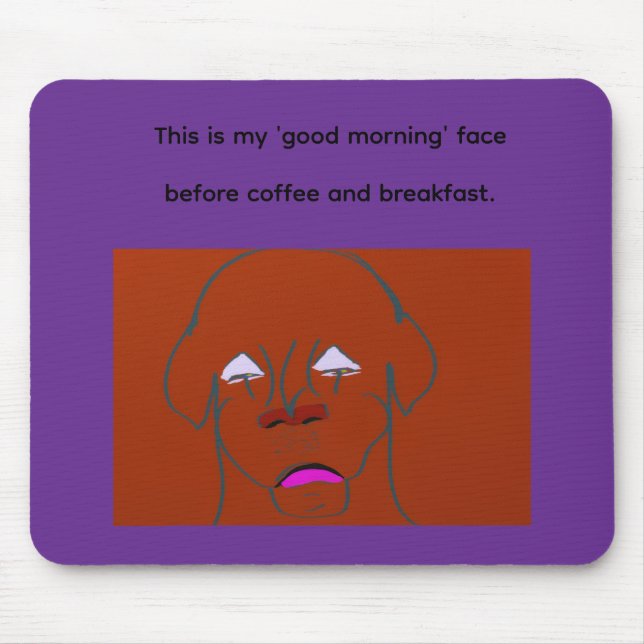 Clown-Faced Dog Cartoon Sketch  Mousepad (Vorne)