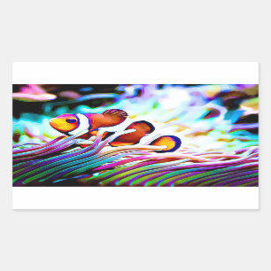 Clown-Fische, die heraus an Ihnen Aufkleber spähe