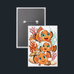 Clown fish Cartoon cute Family Underwater Button<br><div class="desc">Cute and Joyful little Clownfish Cartoon Characters swimming together on underwater Coral Reef Background. Original Vector Illustration Copyright BluedarkArt.</div>
