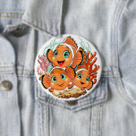 Clown fish Cartoon cute Family Underwater Button<br><div class="desc">Cute and Joyful little Clownfish Cartoon Characters swimming together on underwater Coral Reef Background. Original Vector Illustration Copyright BluedarkArt.</div>