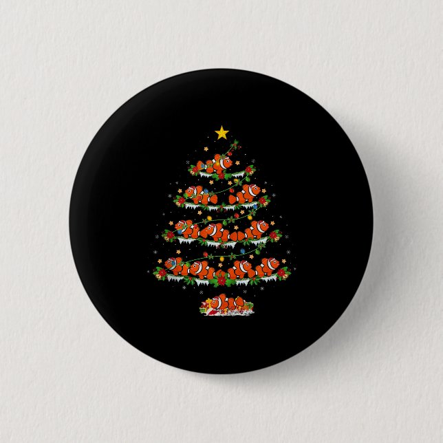 Clown Fish Christmas Tree Lights Funny Clown Fish  Button (Vorderseite)
