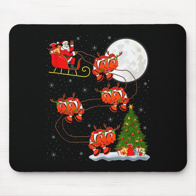 Clown Fish Santa Sleigh Flying Funny Magical Chris Mousepad (Vorne)