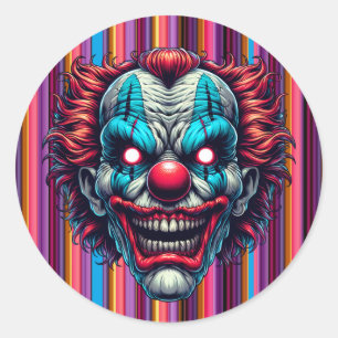 Clown-Gesicht Halloween Farben Gestreift Runder Aufkleber