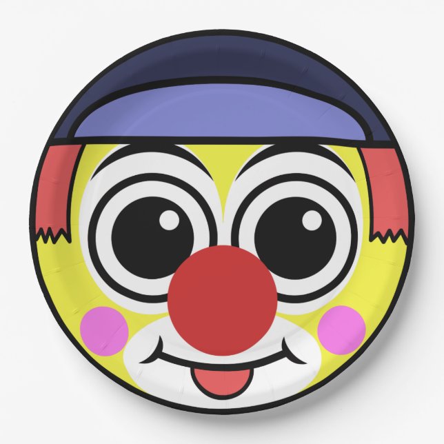 Clown-Gesicht Pappteller (Vorderseite)