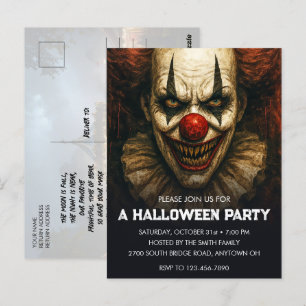Clown-Halloween-Party Einladung Postkarte