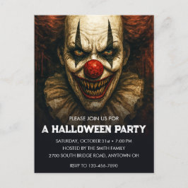 Clown Halloween Party Invitation carte postale