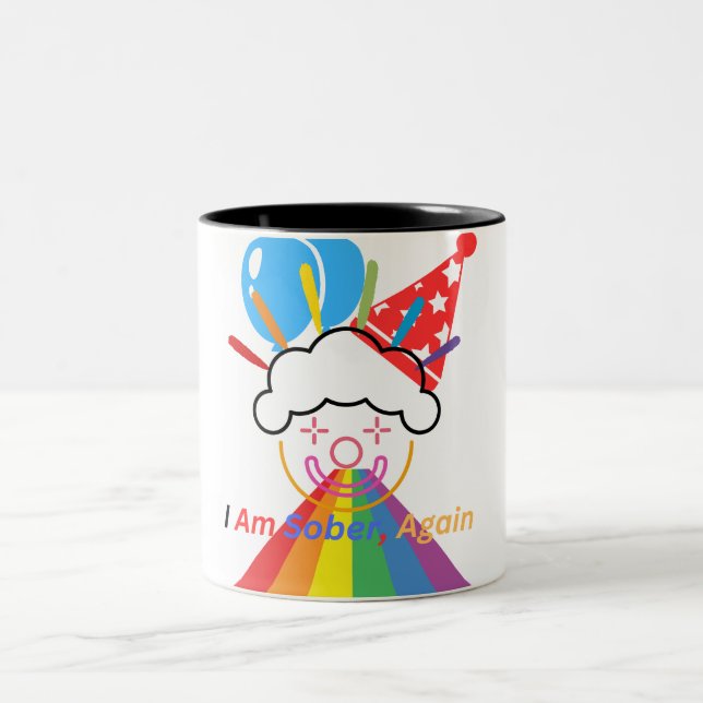 Clown: Ich bin wieder nüchtern Zweifarbige Tasse (Mittel)