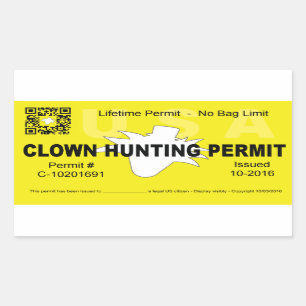Clown-Jagd-Erlaubnis (4x) (Gelb) Rechteckiger Aufkleber