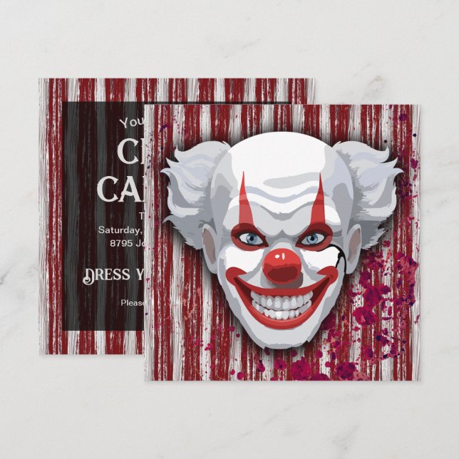 Clown-Karneval Halloween Einladung (Vorne/Hinten)