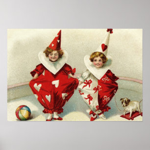 Clown-Kinder Dog Ball Herz Poster