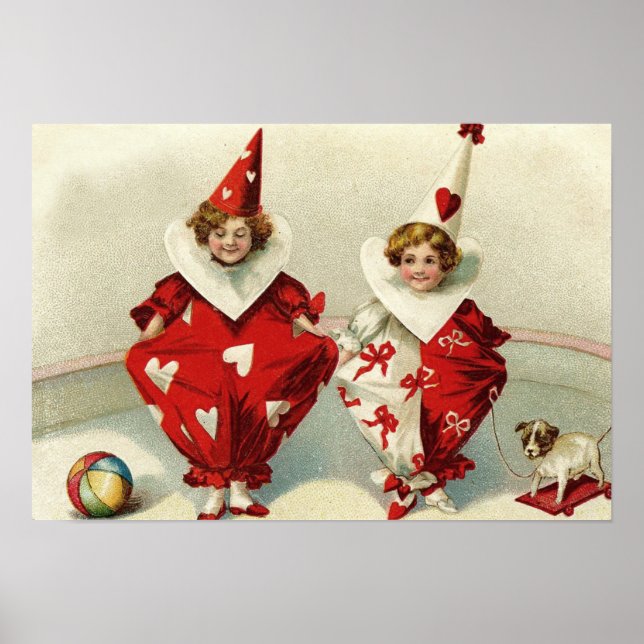 Clown-Kinder Dog Ball Herz Poster (Vorne)