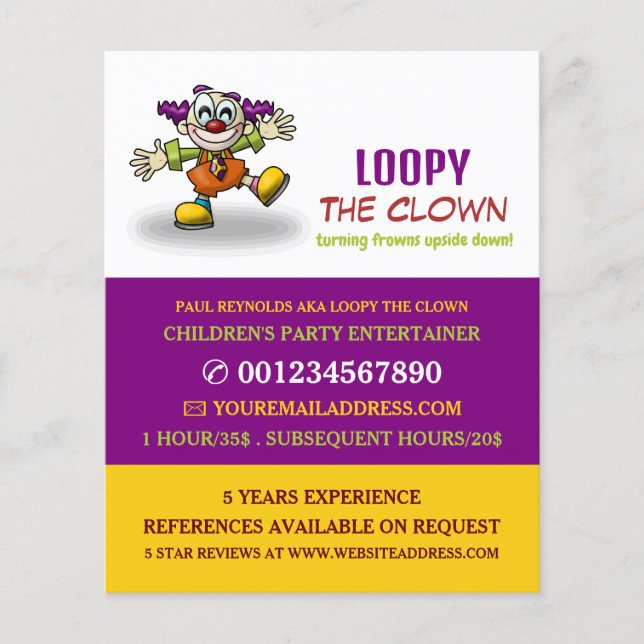 Clown, Kinder-Entertainer, Clownwerbung Flyer (Vorne)