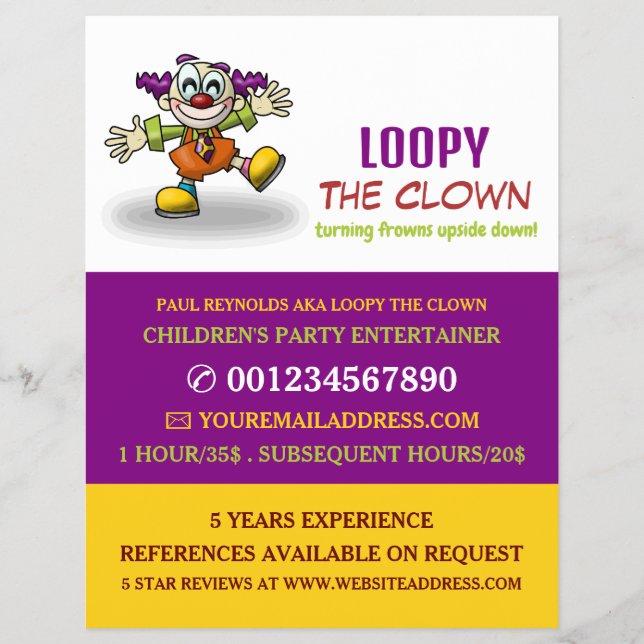 Clown, Kinder-Entertainer, Clownwerbung Flyer (Vorne)